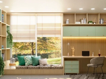 Este home office com espaço para relaxamento é mais um projeto que combina o Dakar com o Caribe. Você sentiu tranquilidade só de olhar.